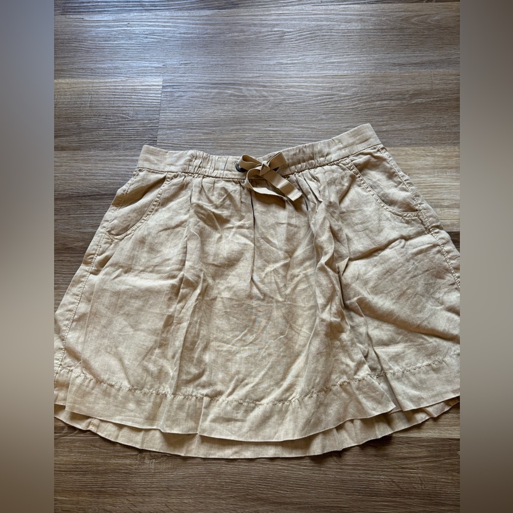 J. Crew Tan Drawstring Linen Flowy Boho Midi Skirt